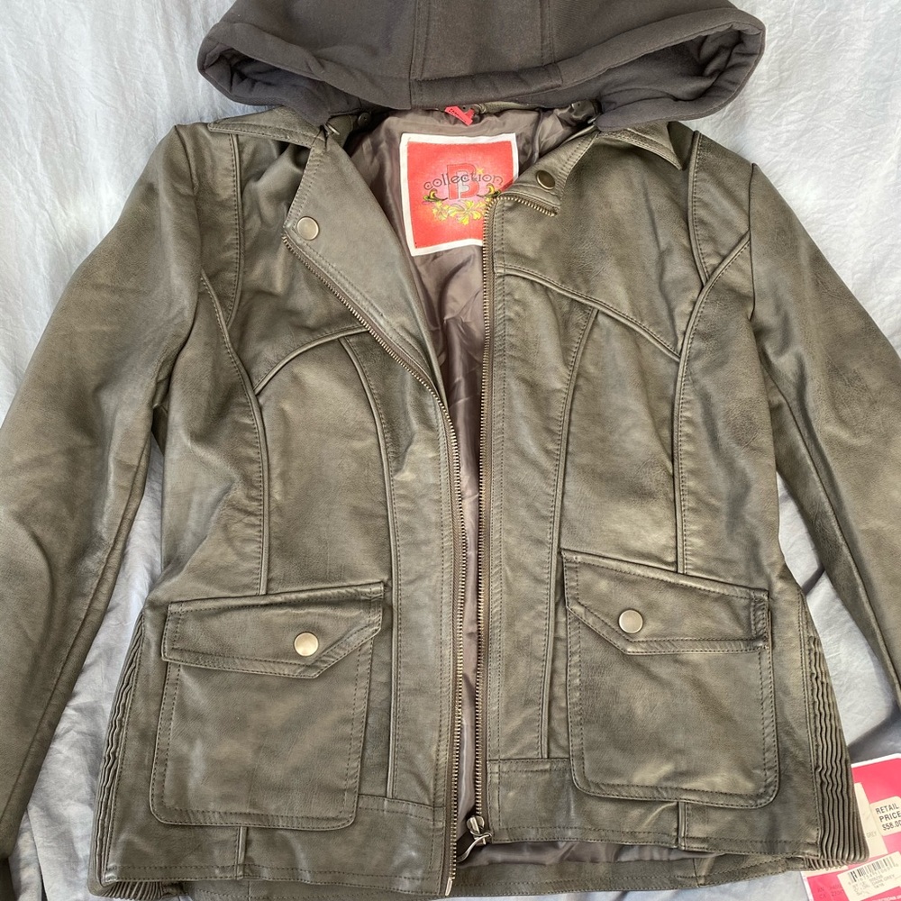 Collection B gray pleather jacket NEW